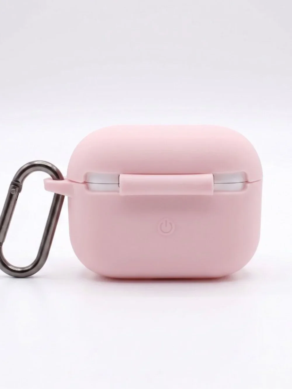 Pink Flat Base Silicone AirPods Case with Keychain